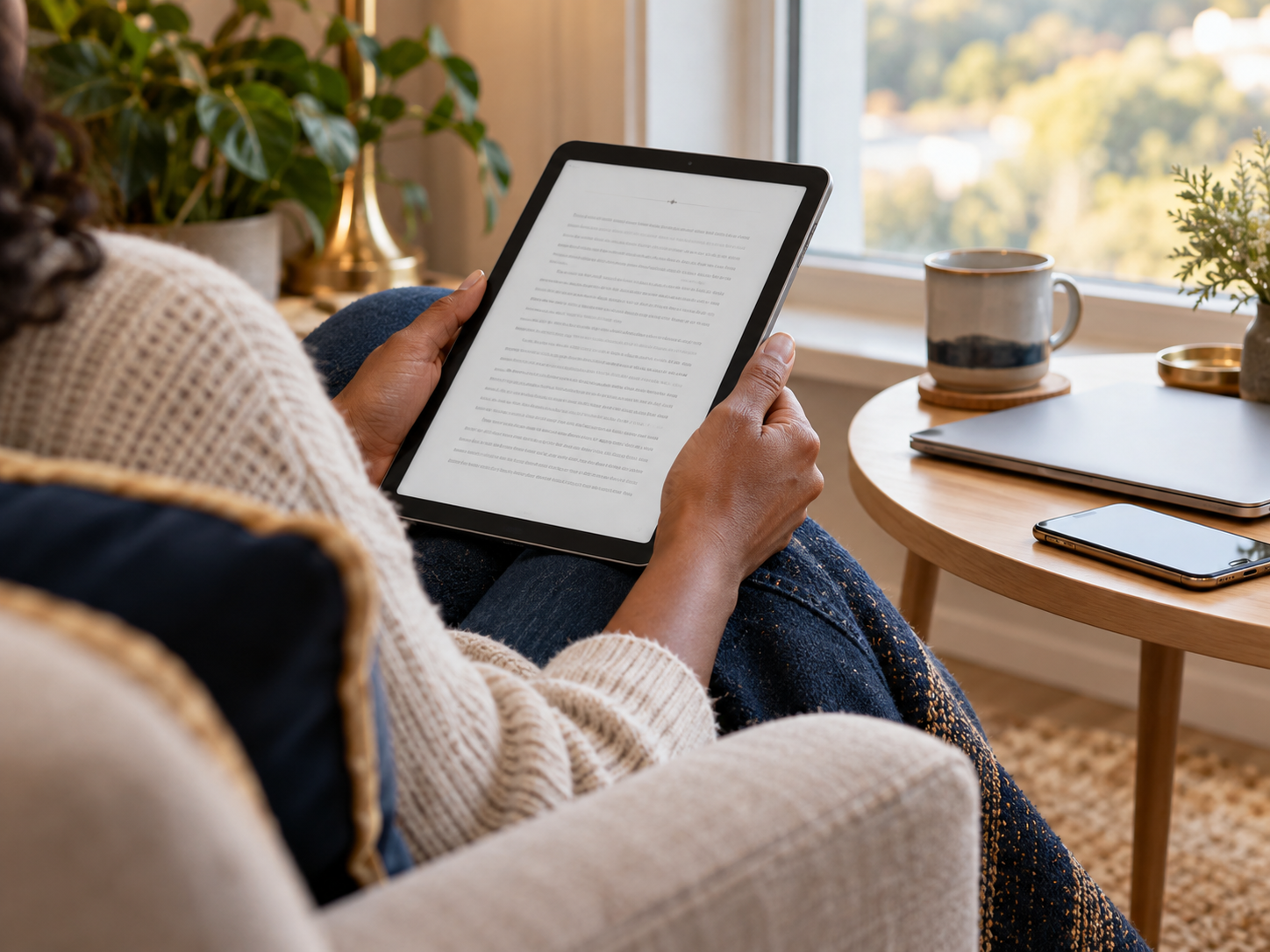 Quiet Tablet Reading by the Window